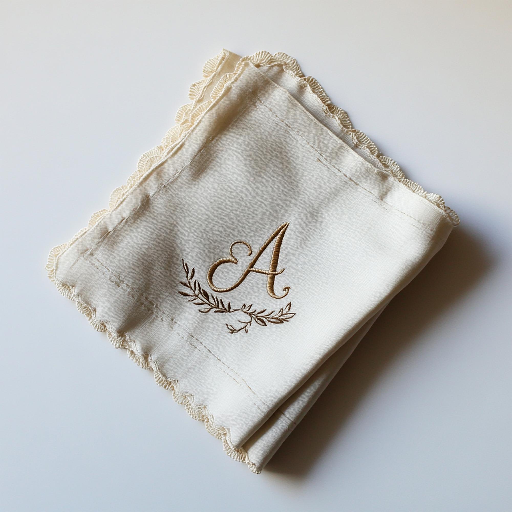 Monogram on linen hand towel